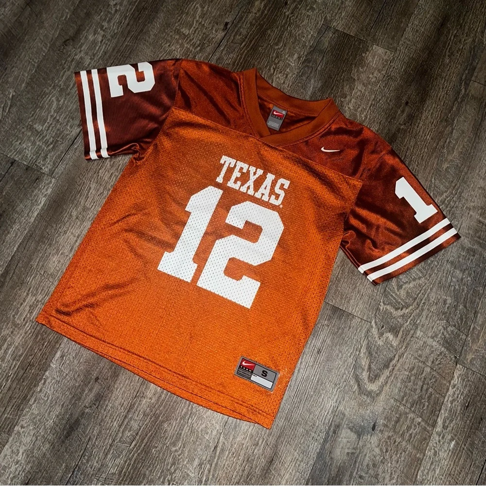 VTG Texas Longhorns‎ Jersey S 8/10 Burnt Orange NCAA Football #12 Mesh Nike KIDS